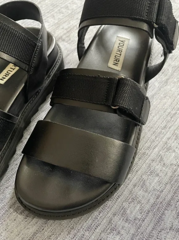 Sandalen, Leder, schwarz, Gr. 41