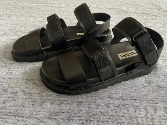 Sandalen, Leder, schwarz, Gr. 41