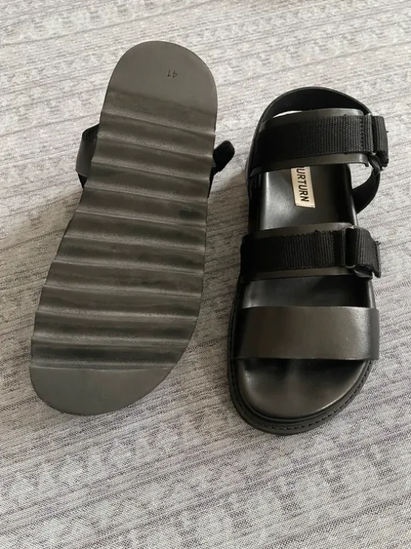 Sandalen, Leder, schwarz, Gr. 41