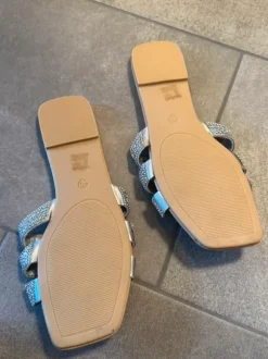 Sandalen Schlappen glitzer silber Gr. 40
