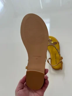 Sandalen Zehentrenner Gr. 41 Alma en Pena Neu OVP Senfgelb Schlange