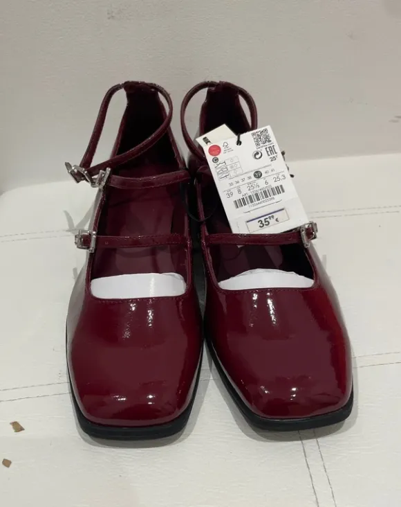 Scarpe con tacco basso bordeaux Bershka taglia 39