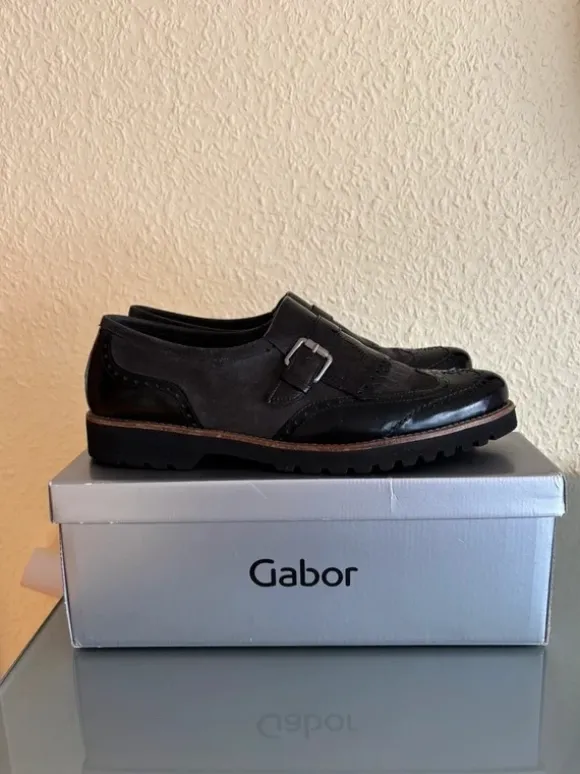 Schicker Damen Halbschuh schwarz grau von Gabor