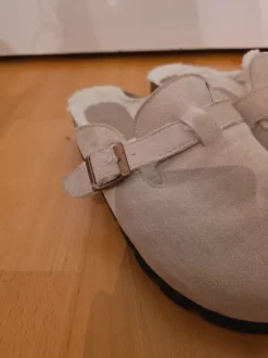 Schuhe beige Wildleder Optik 39 40 gefüttert modern trend