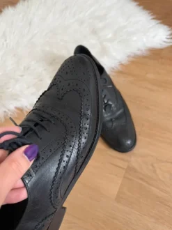 Schuhe Leder 39 Schnürschuhe schwarz Vintage Budapester