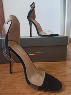 Schwarz transparente Sandalette , high Heels