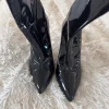 Schwarze Lack Stiefeletten Leder