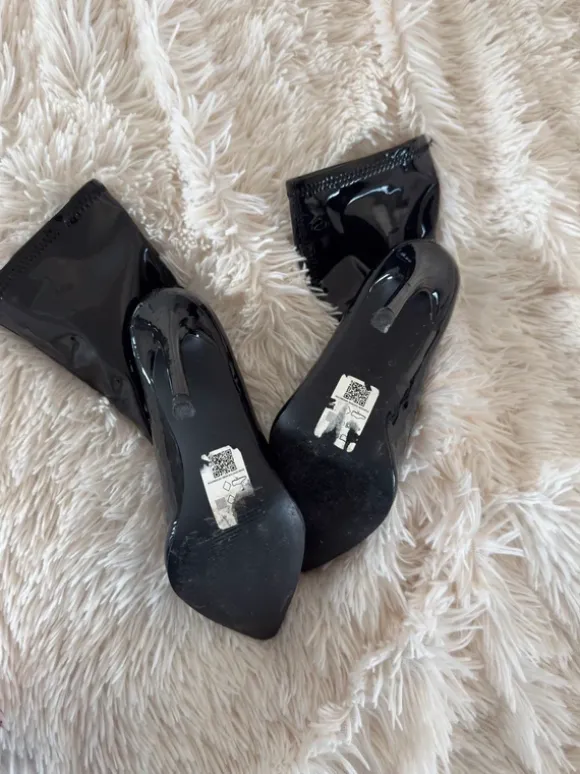 Schwarze Lack Stiefeletten Leder