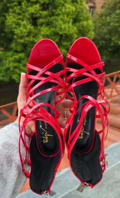 Sexy Riemchen-Sandaletten Rot Lack Sergio Todzi Gr. 37 (Nur 2x getragen)