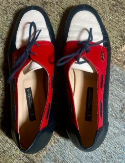 Sirenella, Lederschuh, Gr. 38,5 in Dkl.blau, rot & weiß