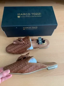 Slipper Marco Tozzi, Leder, Gr. 39, braun, neu
