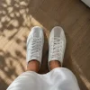 Sneaker Beige/Creme mit Taupe Wildleder – Größe 39 (26 cm)