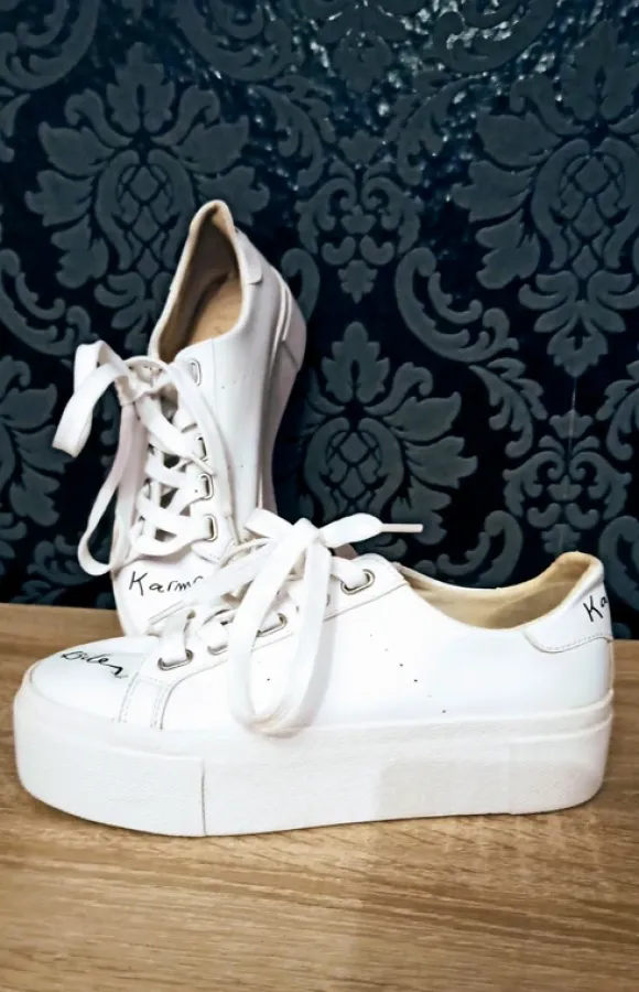 Sneaker plateau gr 36 weiss mit Schrift Turnschuhe