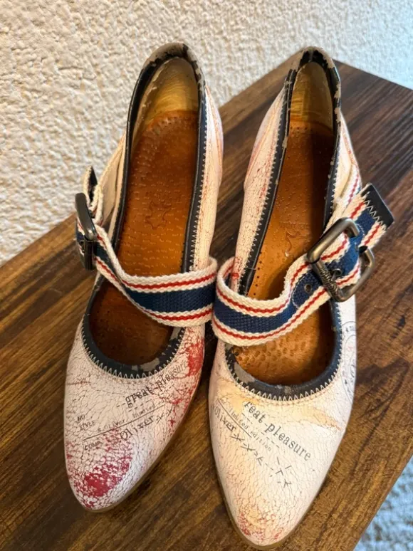 S.Oliver Vintage Mary Jane Pumps texturierten Print-Design Gr.38
