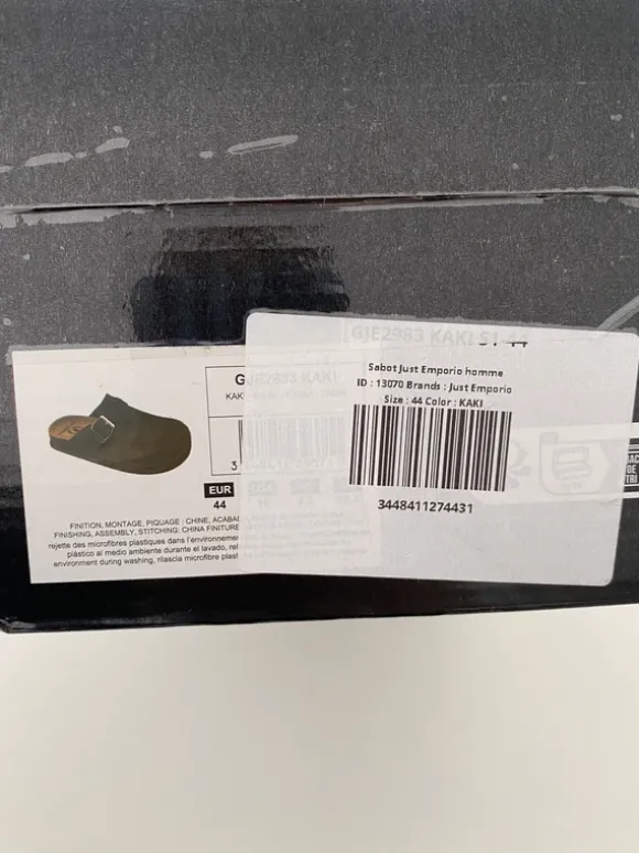 Stijlvolle beige/khaki suèdelook clogs mat 44 Just Emporio