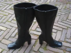 Stoere zwarte leren vintage dressing leren blokhaklaarzen 39