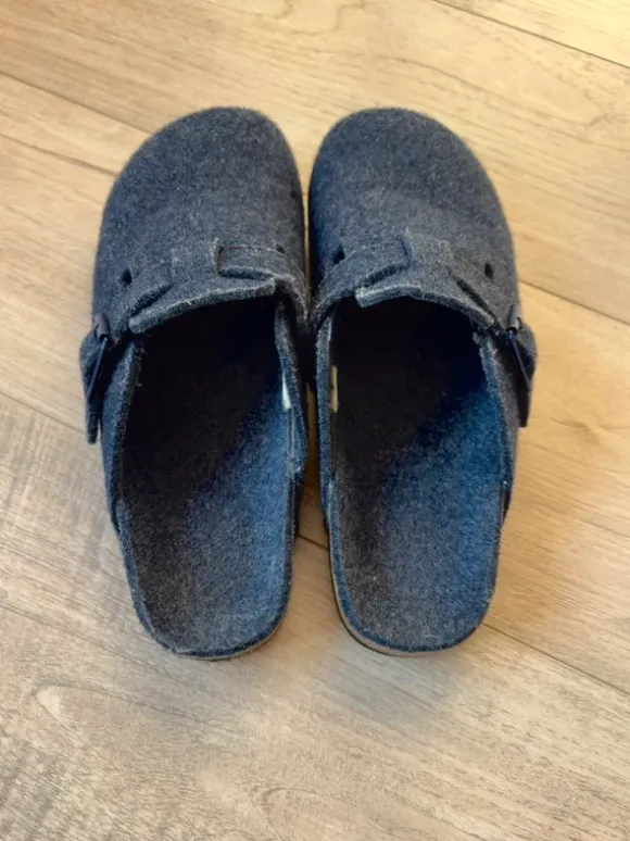 Stoffen donkerblauwe heren pantoffels maat 42/43