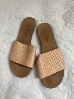 Strandfein Damen Pantoletten Beige Geflochten 41 Neu Sommer