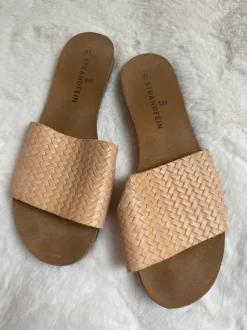 Strandfein Damen Pantoletten Beige Geflochten 41 Neu Sommer