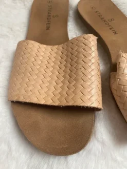 Strandfein Damen Pantoletten Beige Geflochten 41 Neu Sommer