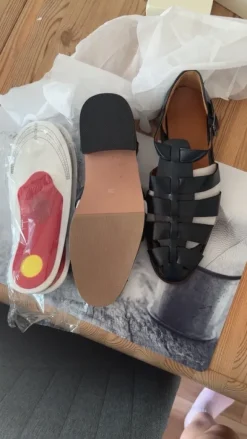 Stylische Fisherman Sandalen Schwarz Gr. 38 - NEU + Gel-Sohlen GRATIS
