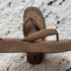 Suede Sandalen Plateau Braun in 38