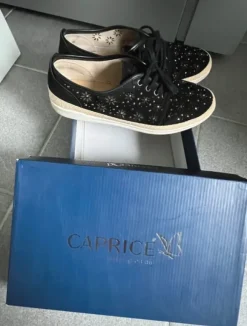 Super Deal ! Basket Espadrilles Caprice 100% Cuir noir strass