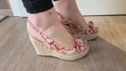 Tommy Hilfiger Boho Vintage Y2K Keilsandaletten 37 Plateau Espadrilles Blumen Pink