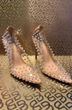Transparente Pumps / Schuhe mit Steinen