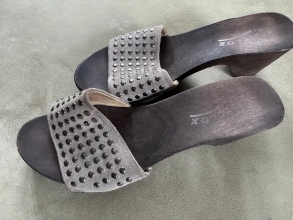 Trendige clogs softclox – Grau, Holzsohle, Eyecatcher Gr. 38