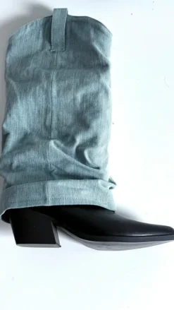 Trendy Denim Fold-Over Cowboy Boots