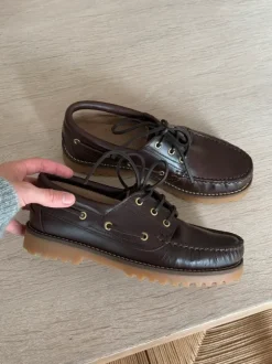 Ungetragen Lederschuhe Segelschuhe Edited braun