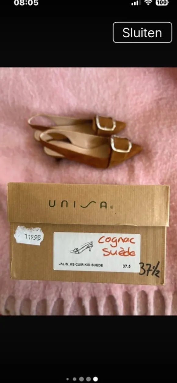 Unisa sling back cognac kleur