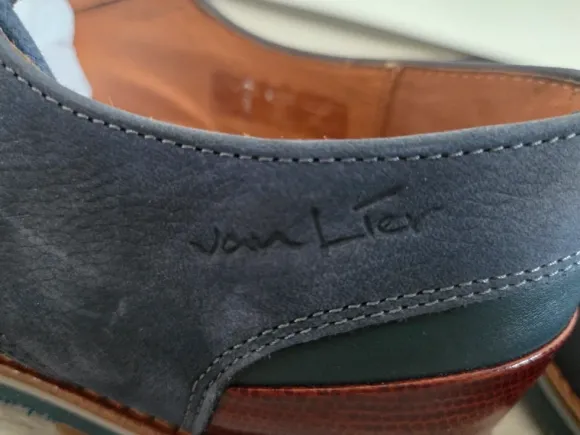 Van Lier schoenen, man, maat 44, blauw/bruin.