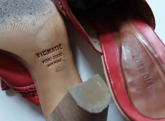 Vic Matié Leder-Pumps, Rot, Gr. 40