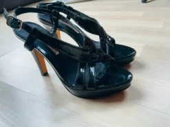 Vintage Buffalo London Leder Lacksandaletten 38 Damensandalen Sommer