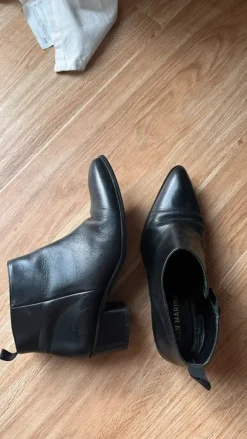 Vintage Leder Boots Echtleder schwarz Absatz Stiefelette
