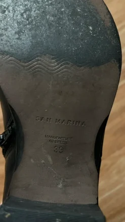 Vintage Leder Boots Echtleder schwarz Absatz Stiefelette