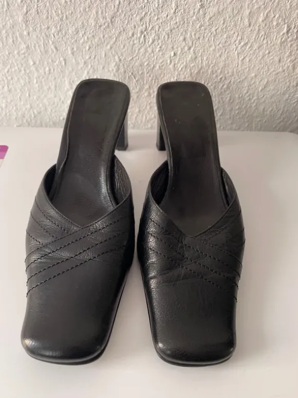 Vintage Leder-Mules / Pantoletten – 90er Jahre – Gr. 37 – hochwertiges