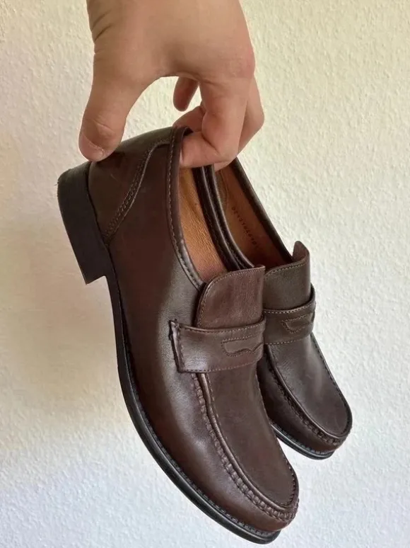 Vintage Penny Loafer Square Toe Moccasin Italian Dress Shoes 90s Y2K Old Money