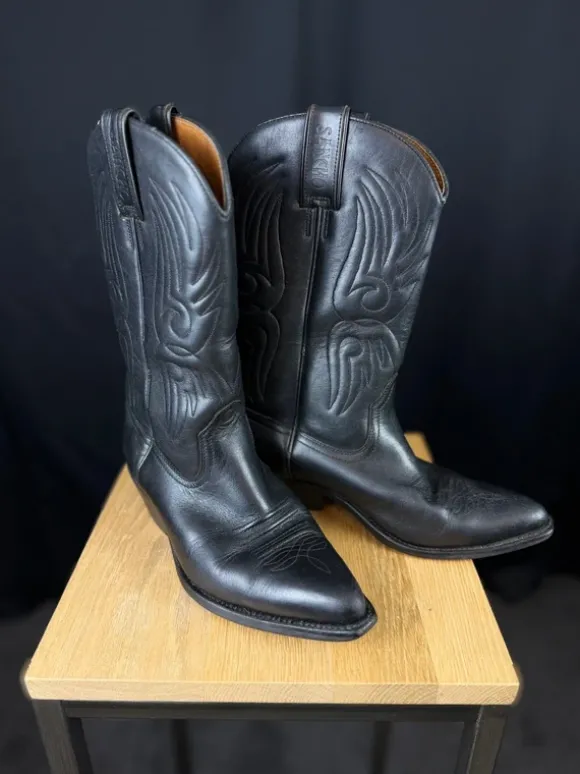 Vintage Sancho Cowboy Boots – Black Leather – Size 39