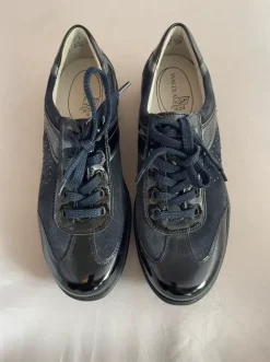 Waldläufer Sneaker Dunkelblau 37,5 Velour Lack Wechselfußbett