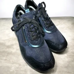 Xsensible Stretchwalker sneakers donkerblauw suede met rits – comfortabele luxe sneakers