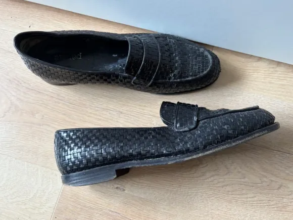 Zwarte gevlochten leren Panara loafers/instappers