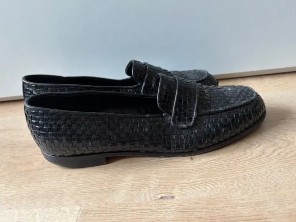 Zwarte gevlochten leren Panara loafers/instappers
