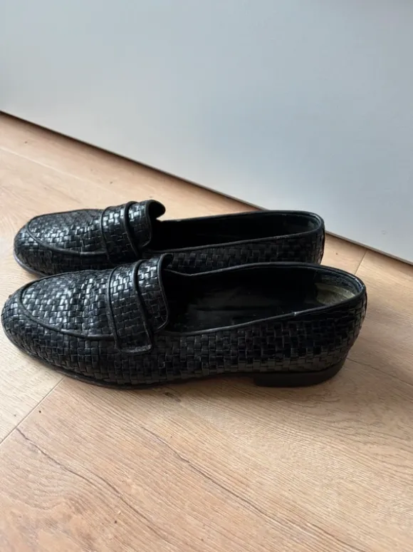 Zwarte gevlochten leren Panara loafers/instappers
